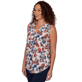 Plus Size Emaline Summer In The City Sleeveless Floral Blouse