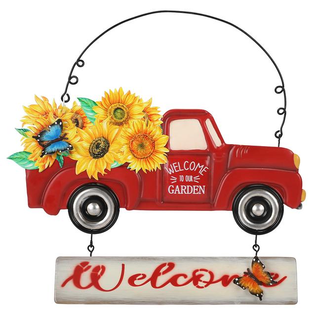 Welcome to Our Garden Truck w/ Flowers & Butterfly Wall Hanging