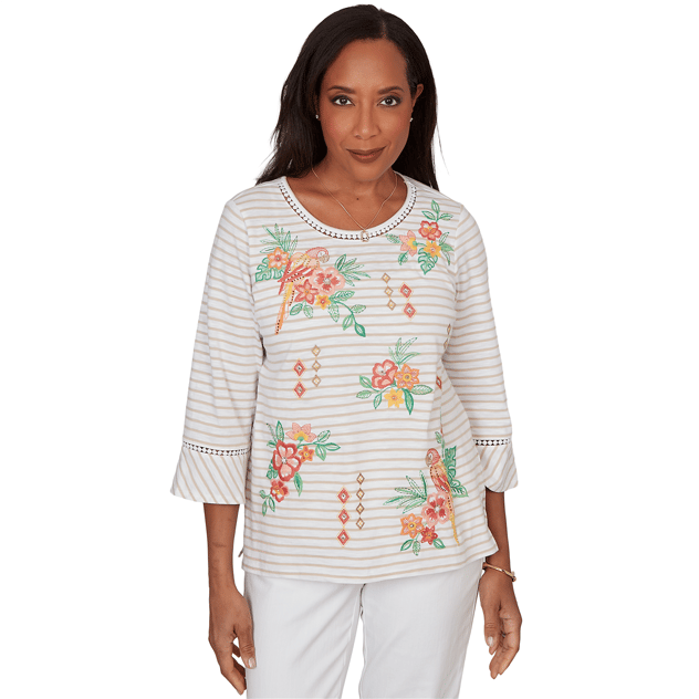 Petite Alfred Dunner Resort Living Tropical Stripe Blouse