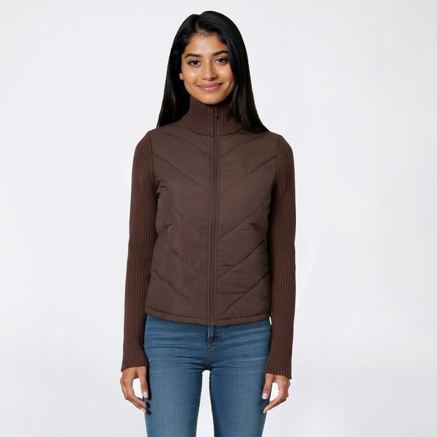 Juniors Madden Girl Mock Neck Sweater with Puffer Zip Vest