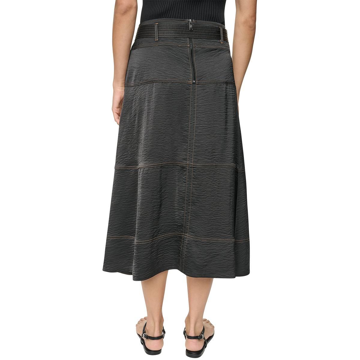 Womens DKNY Tie Waist Contrast Stitch Midi Skirt
