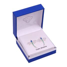 Silver-Tone CZ Dragonfly Drop Earrings
