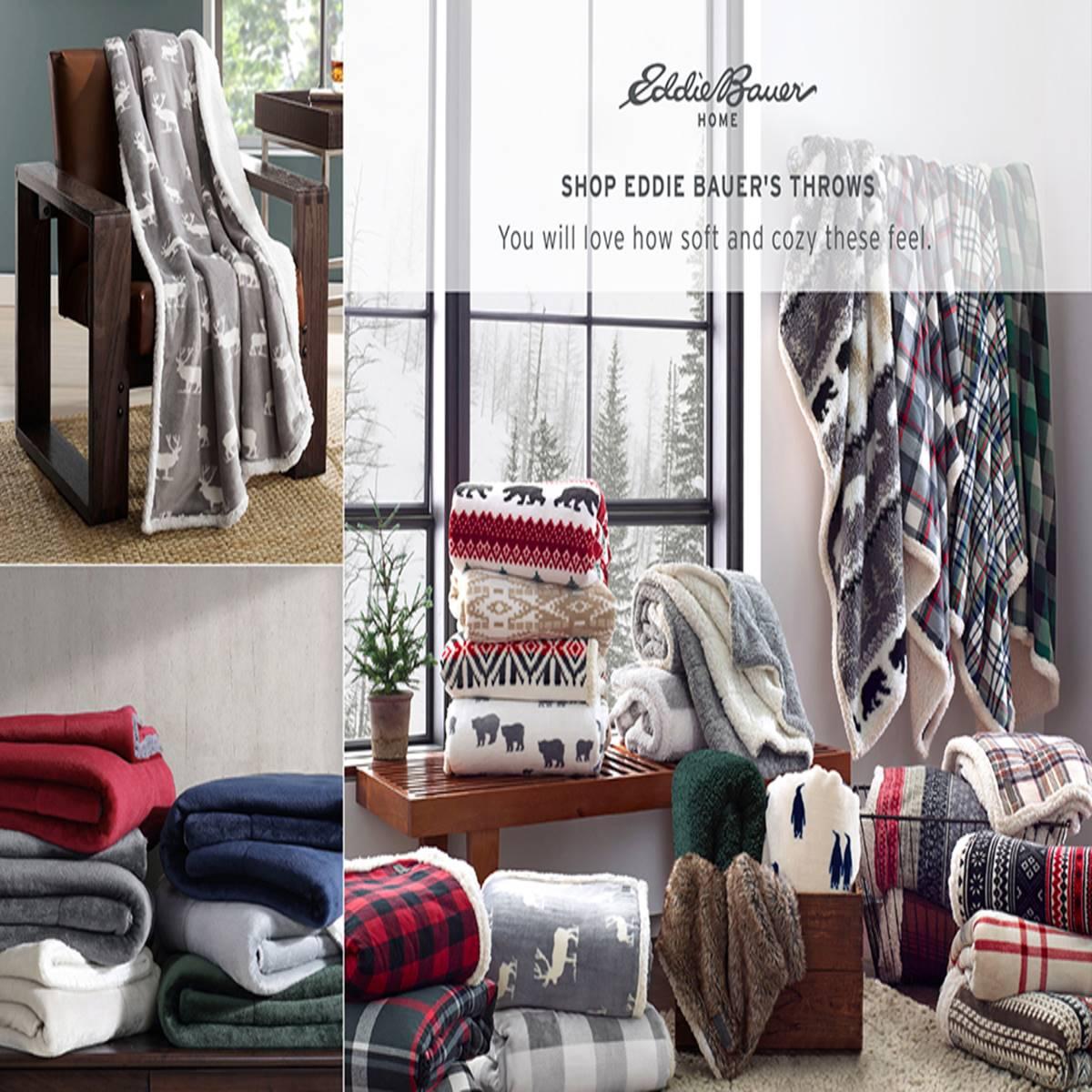 Eddie Bauer Trailhead Plaid Plush-Fleece Reversible Throw