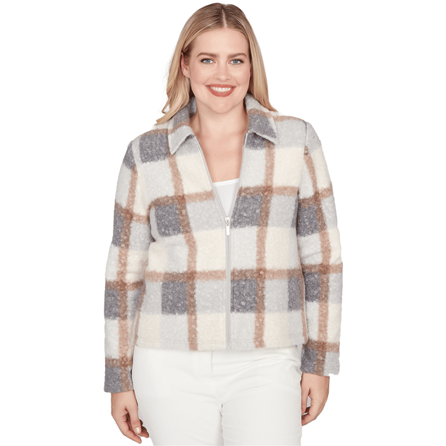 Petite Alfred Dunner Vienna Plaid Boucle Jacket