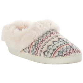 Womens Cuddl Duds(R) Fair Isle Knit Clog Slipper w/ Faux Fur Collar