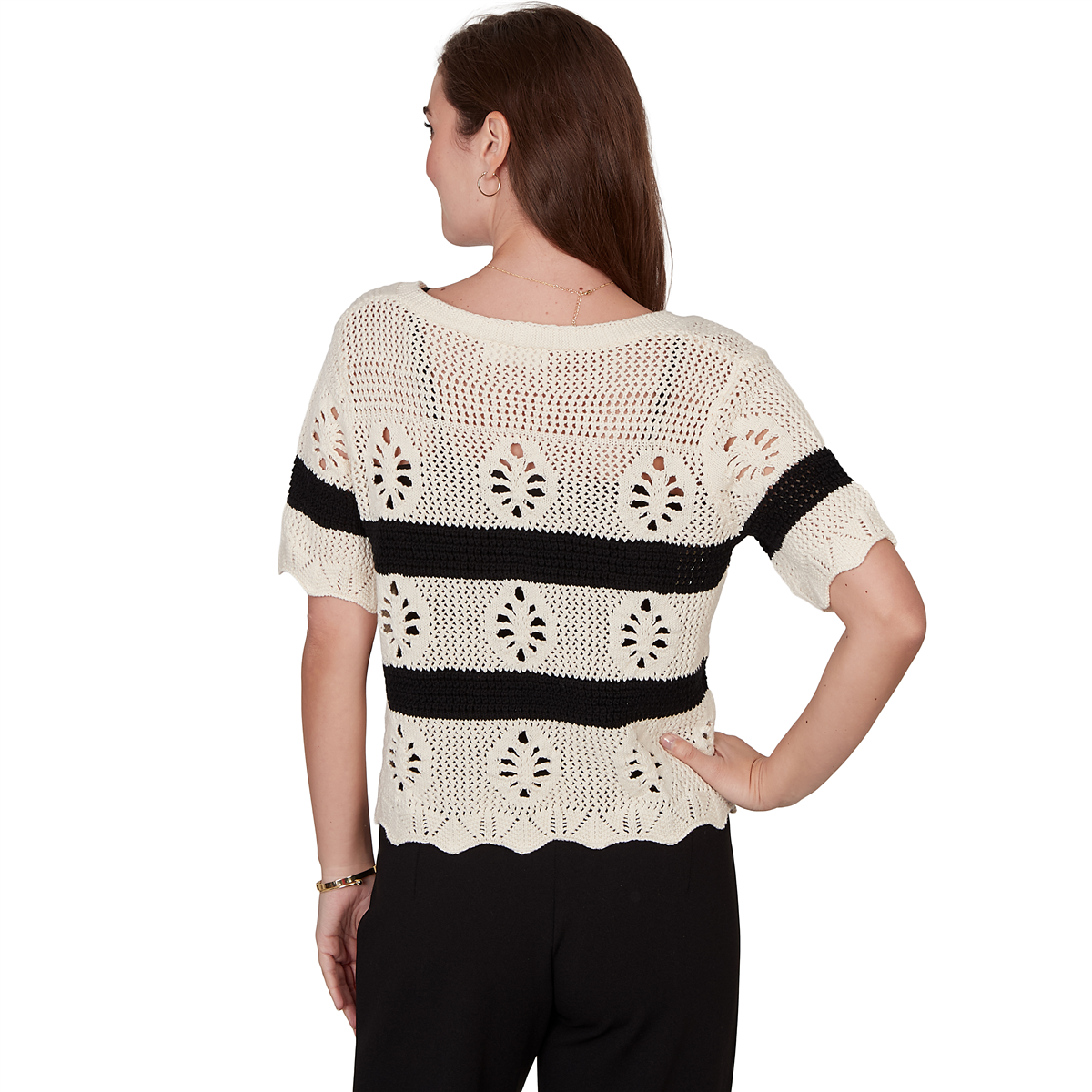 Womens Skye’s the Limit Terra Tropic Pointelle Stich Cardigan