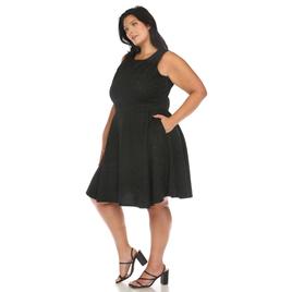 Plus Size White Mark Knee Length Tweed Fit and Flare Dress