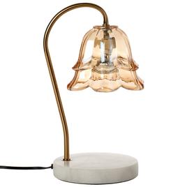 Luze Marble Base with Amber Glass Shade