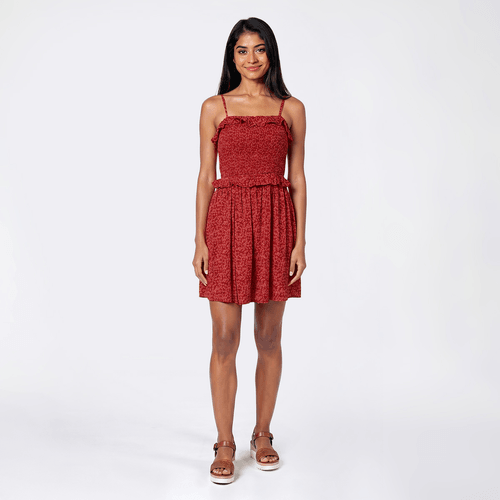 Juniors Wallflower Ruffle Lily Smock Gauze Skater Dress