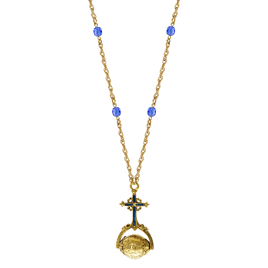 Symbols of Faith 14kt. Gold Dipped Blue Cross Hail Mary Necklace