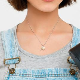 Sophia B Sterling Silver Heart & Key Charm Mother''s Day Necklace
