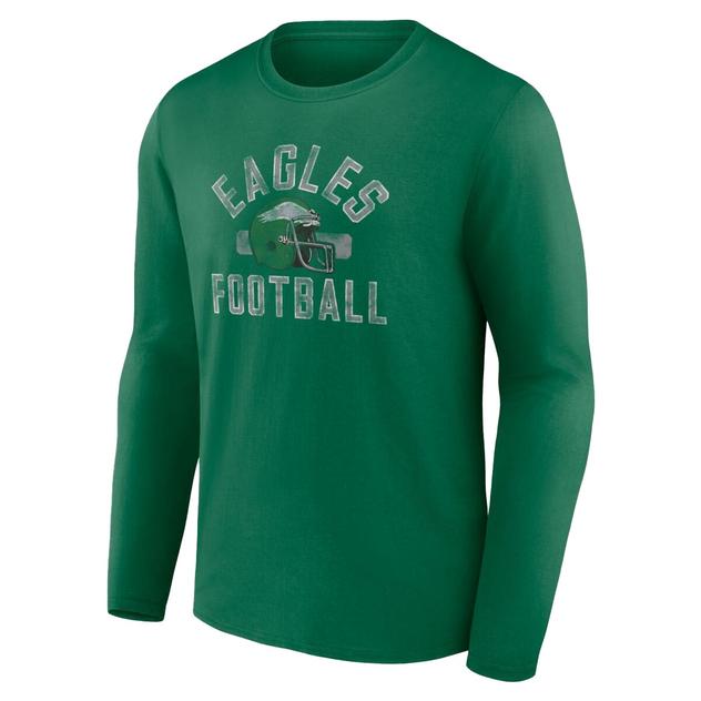 Mens Fanatics NFL Long Sleeve Eagles Football Helmet Tee