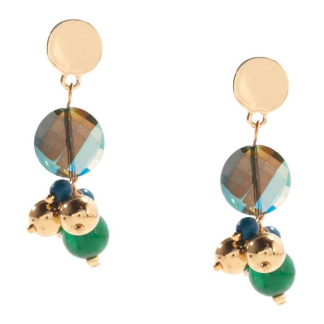Ashley Cooper™ Teal & Gold Bead Cluster Drop Earrings