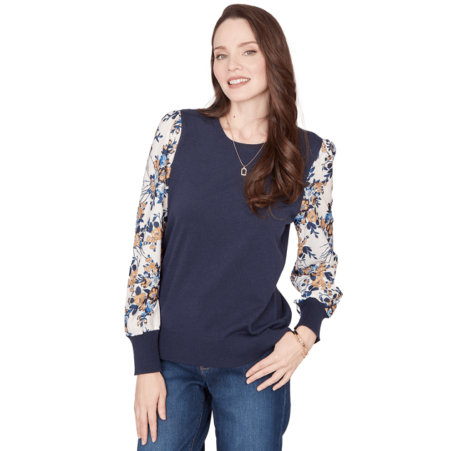 Womens Emaline Golden Nautica Floral Long Sleeve Sweater
