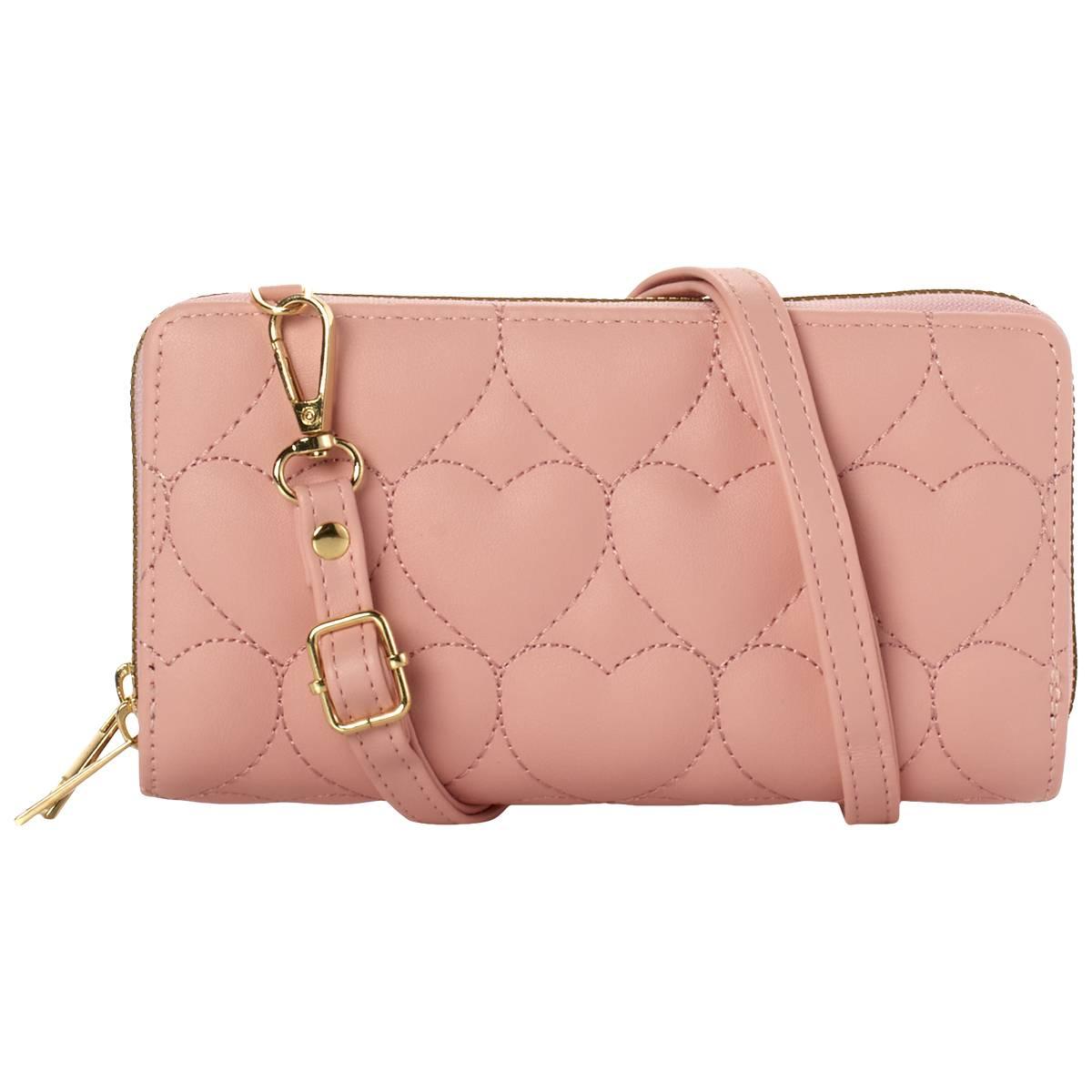 Womens Malibu Skye Quilted Heart Crossbody Wallet