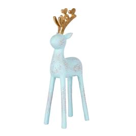 National Tree 9in. Pastel Blue Woodgrain Deer Figurine