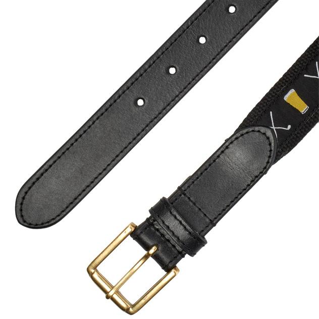 Mens Caribbean Joe Golf Clubs & Drink Glasses Canvas & Silk Belt