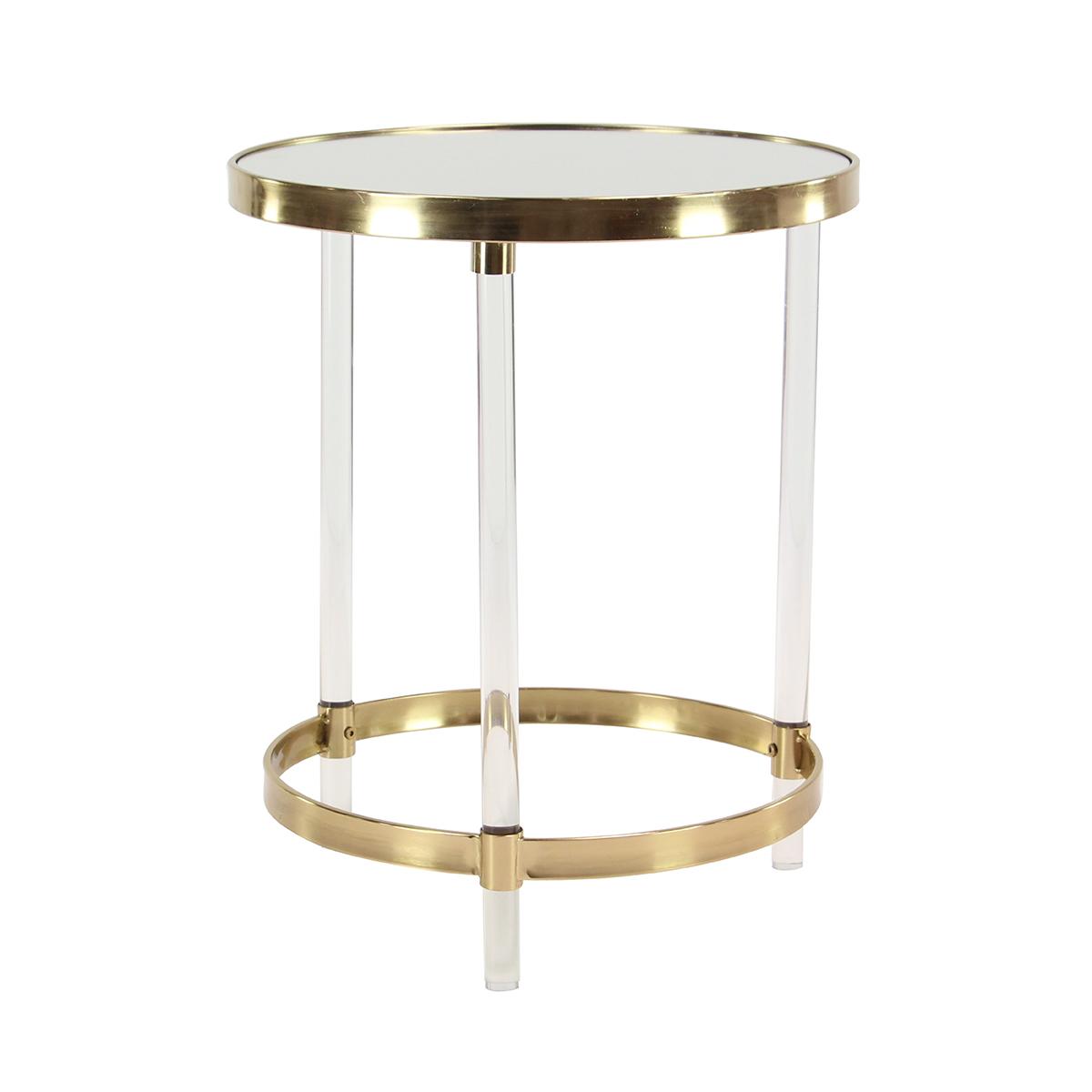 9th & Pike(R) Round Gold Metal And Acrylic Accent Table