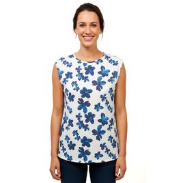 Womens French Laundry Sleeveless Boat Neck Floral Blouse