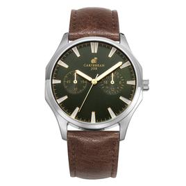 Mens Caribbean Joe Silver-Tone Green Dial Watch - CJ7159SL