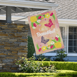 Northlight Life is Beautiful Pink Floral Outdoor House Flag