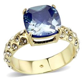 Ashley Cooper(tm) Gold-Tone Ring with Cushion Cut Stone & Pave Band