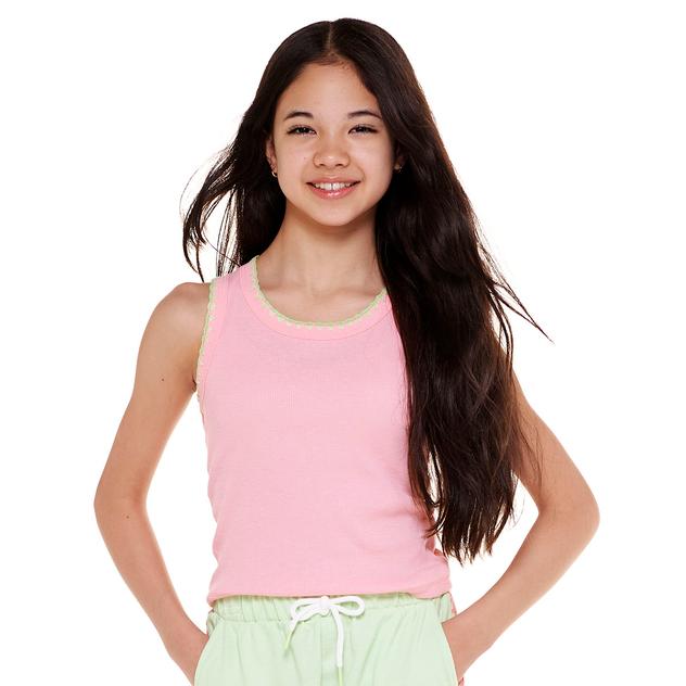 Girls (7-16) No Comment Crochet Trim Tank Top