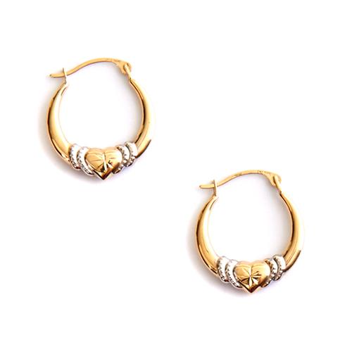 Candela Two-Tone 14kt. Diamond Cut Heart Hoop Earrings