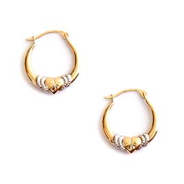 Candela Two-Tone 14kt. Diamond Cut Heart Hoop Earrings