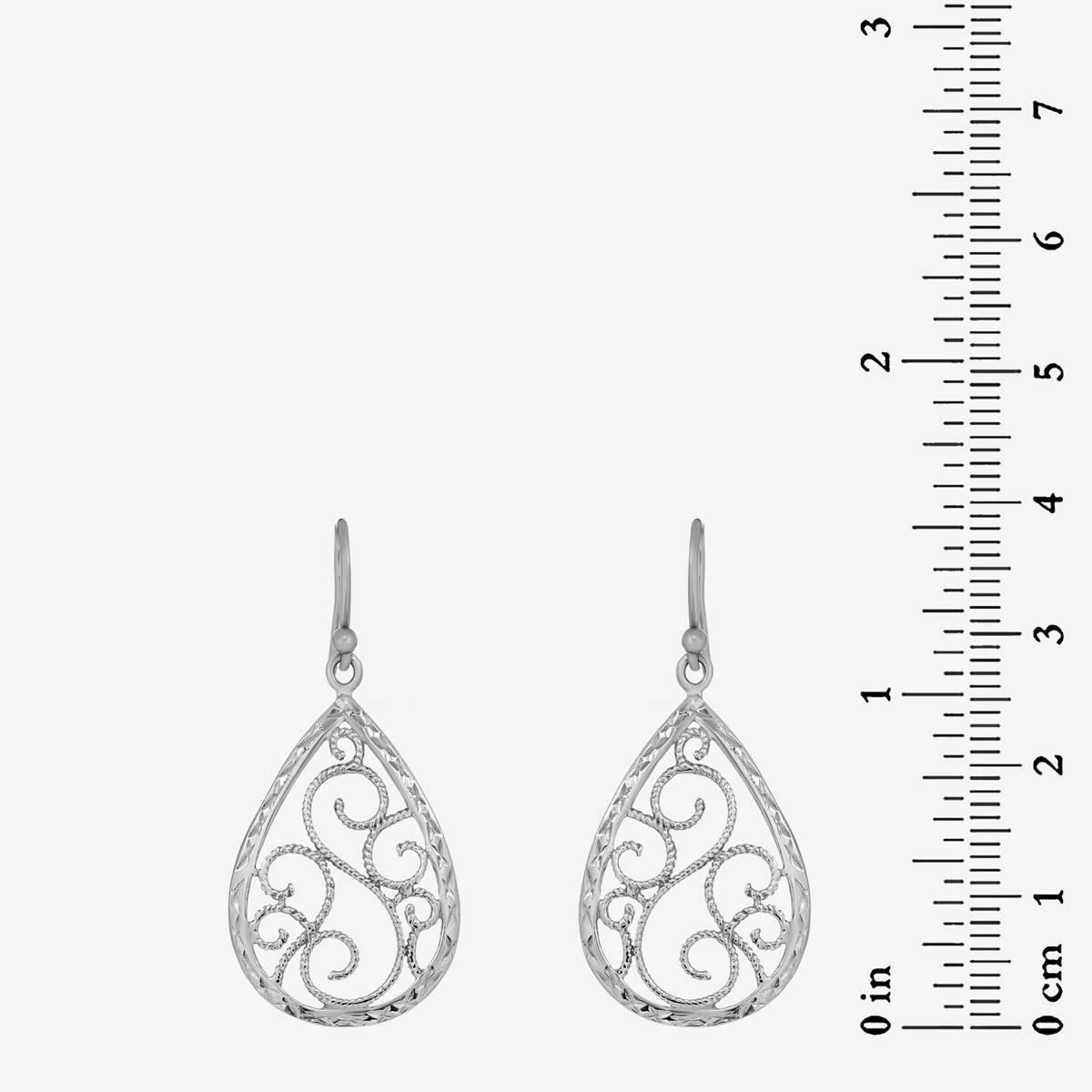 Forever New Sterling Silver Filigree Pear Shape Dangle Earrings