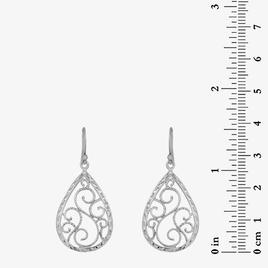 Forever New Sterling Silver Filigree Pear Shape Dangle Earrings