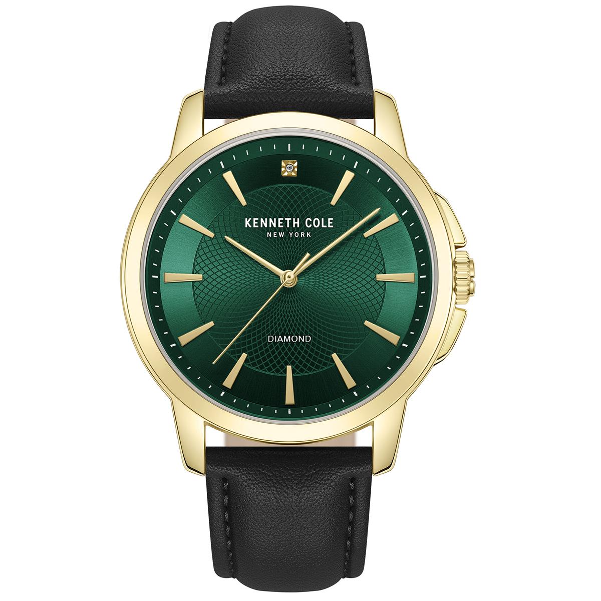Mens Kenneth Cole Green Dial Three Hand Watch - KCWGA7001201