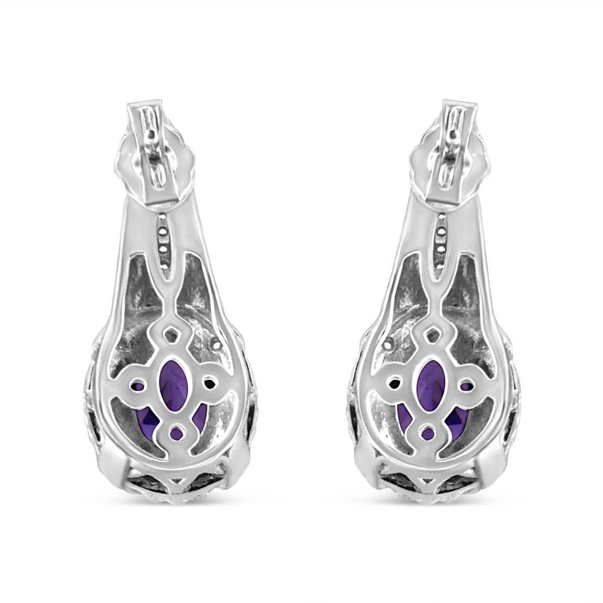 Haus of Brilliance Amethyst Diamond Dangle Earringse
