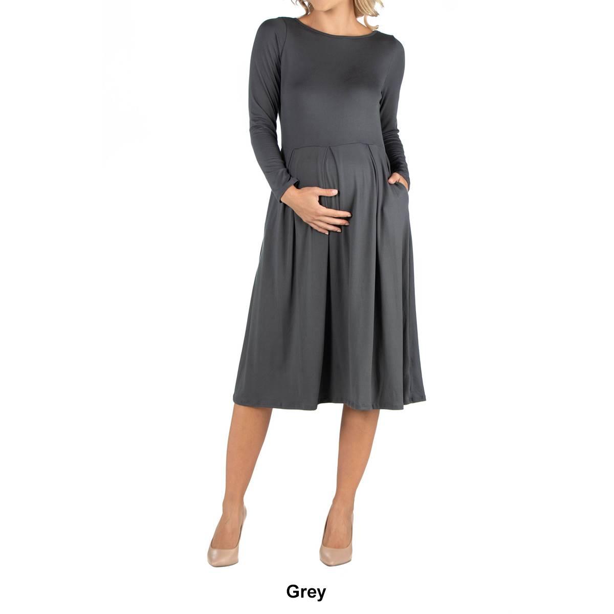 Plus Size 24/7 Comfort Apparel Fit & Flare Maternity Midi Dress