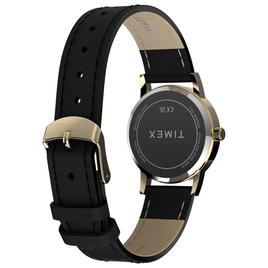 Womens Timex® Silver Dial Watch w/ Black Leather Strap