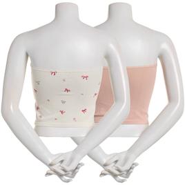 Juniors Pink Rose 2pk. Teddy Flowers & Bow Tube Tops w/ Lace Trim