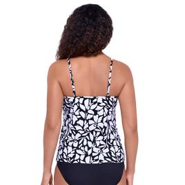 Womens American Beach Shadow Floral Tier Tankini Swim Top
