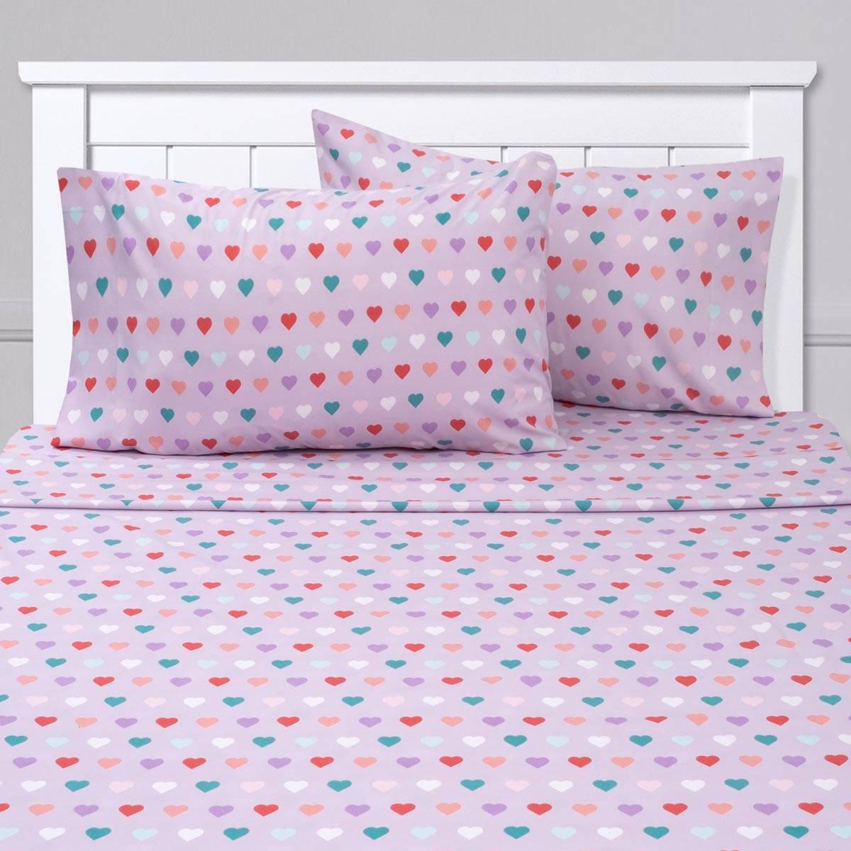 Sweet Home Collection Kids Fun & Colorful Hearts Sheet Set