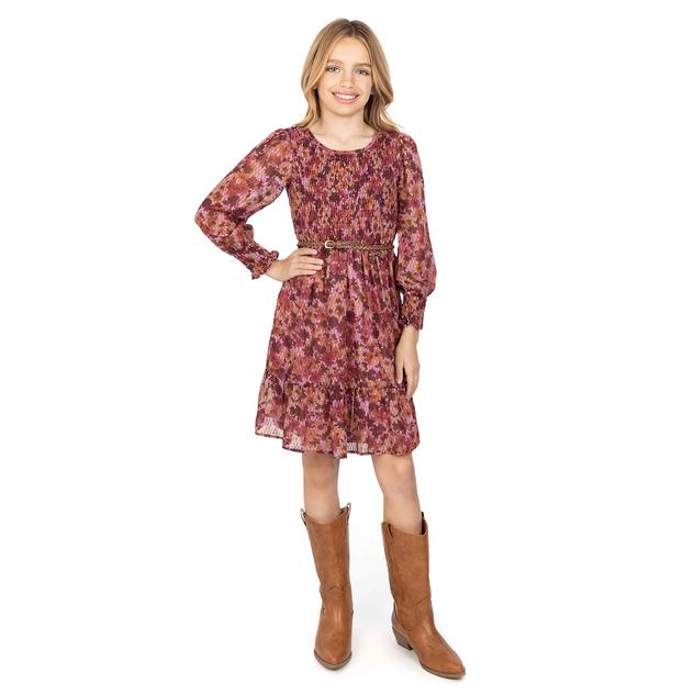 Girls (7-16) Speechless® Long Sleeve Floral Smocked Bodice Dress