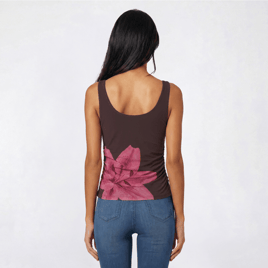 Juniors Pink Rose Mesh Floral Placement Drape Neck Tank Top