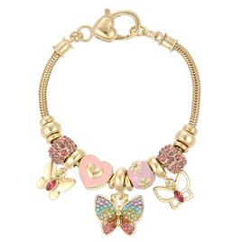 Beautiful Blessings Gold-Tone Colorful Butterfly Charm Bracelet