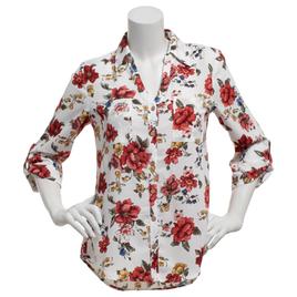Juniors A. Byer Floral Print Portofino Blouse