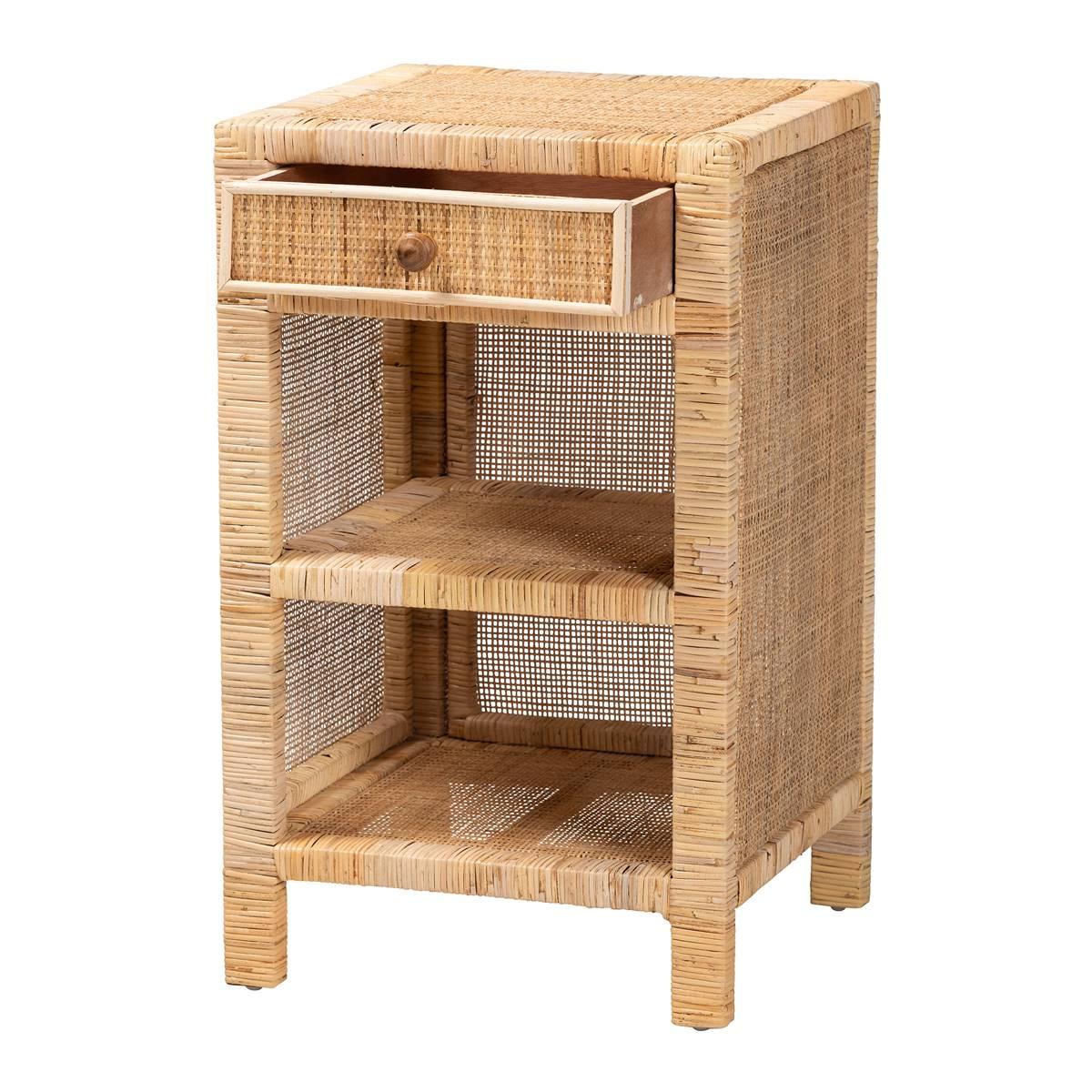 Baxton Studio Bella Brown Mahogany Wood 1-Drawer Nightstand