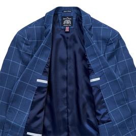 Mens Savile Row Plaid Suit Jacket - Dark Blue