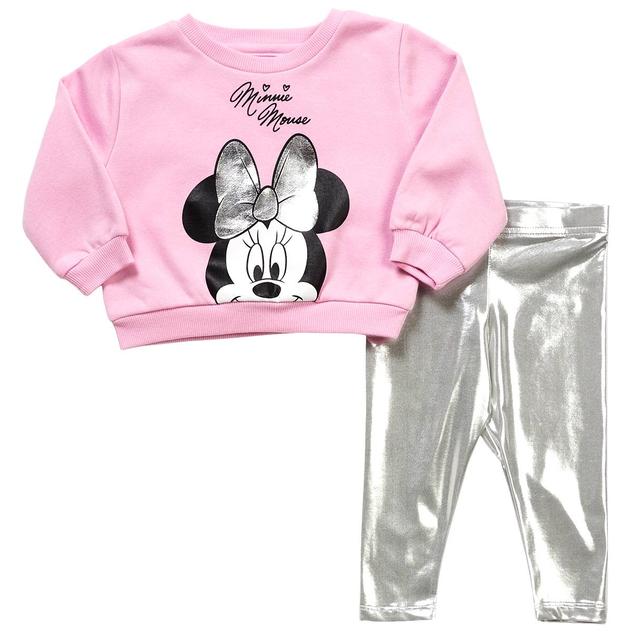 Baby Girl (12-24M) Disney Minnie Sweatshirt & Shiny Legging Set