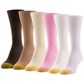 Womens Gold Toe 6Pk Ribbed Crew 21.00