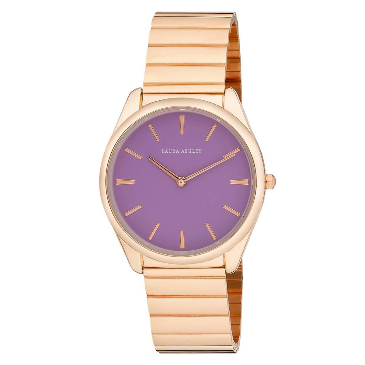Womens Laura Ashley(R) Purple Dial Gilded Bracelet Watch - LA2069RG