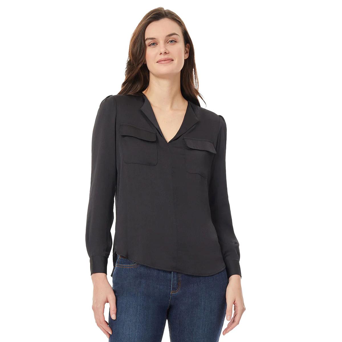 Womens Jones New York Long Sleeve Textured Charm Utility Top