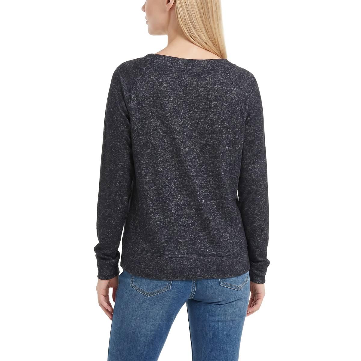 Petite NY Collection Long Raglan Sleeve Space Dye Hacci Top