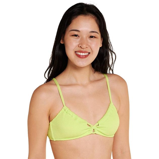 Juniors California Sunshine Crinkle Tie Front Braelette Swim Top